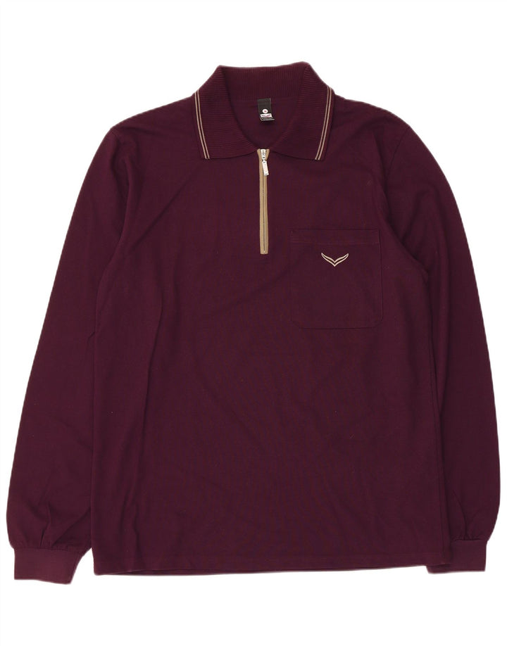 Trigema Herren-Langarm-Poloshirt, mittlere kastanienbraune Baumwolle