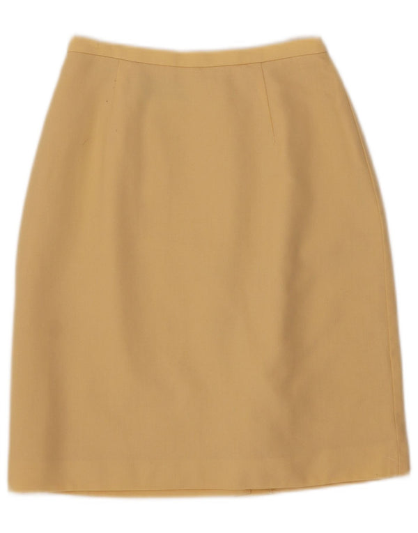 Laura Ashley Damen-Bleistiftrock mit hoher Taille, UK 10, Größe S, W24, gelbe Wolle