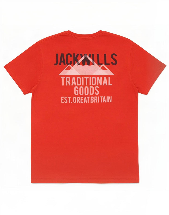 Jack Wills Herren-T-Shirt mit Grafik, mittelrote Baumwolle