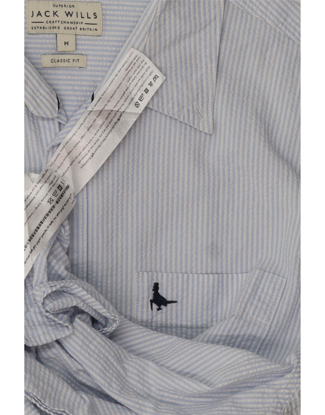 Jack Wills Herren-Hemd in klassischer Passform aus mittelblauer Nadelstreifen-Baumwolle
