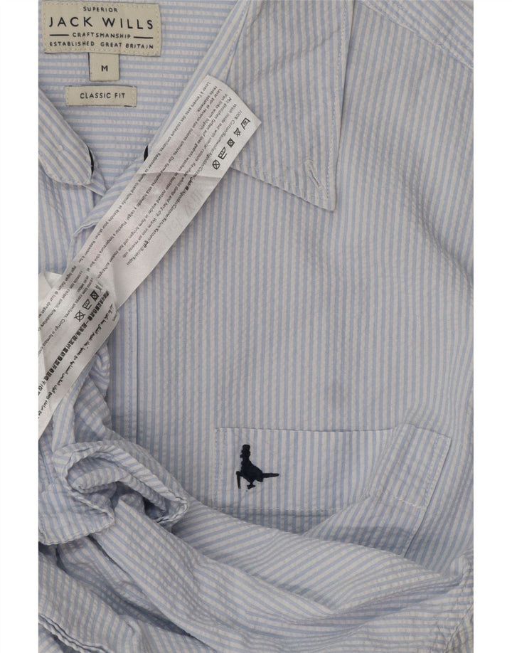 Jack Wills Herren-Hemd in klassischer Passform aus mittelblauer Nadelstreifen-Baumwolle