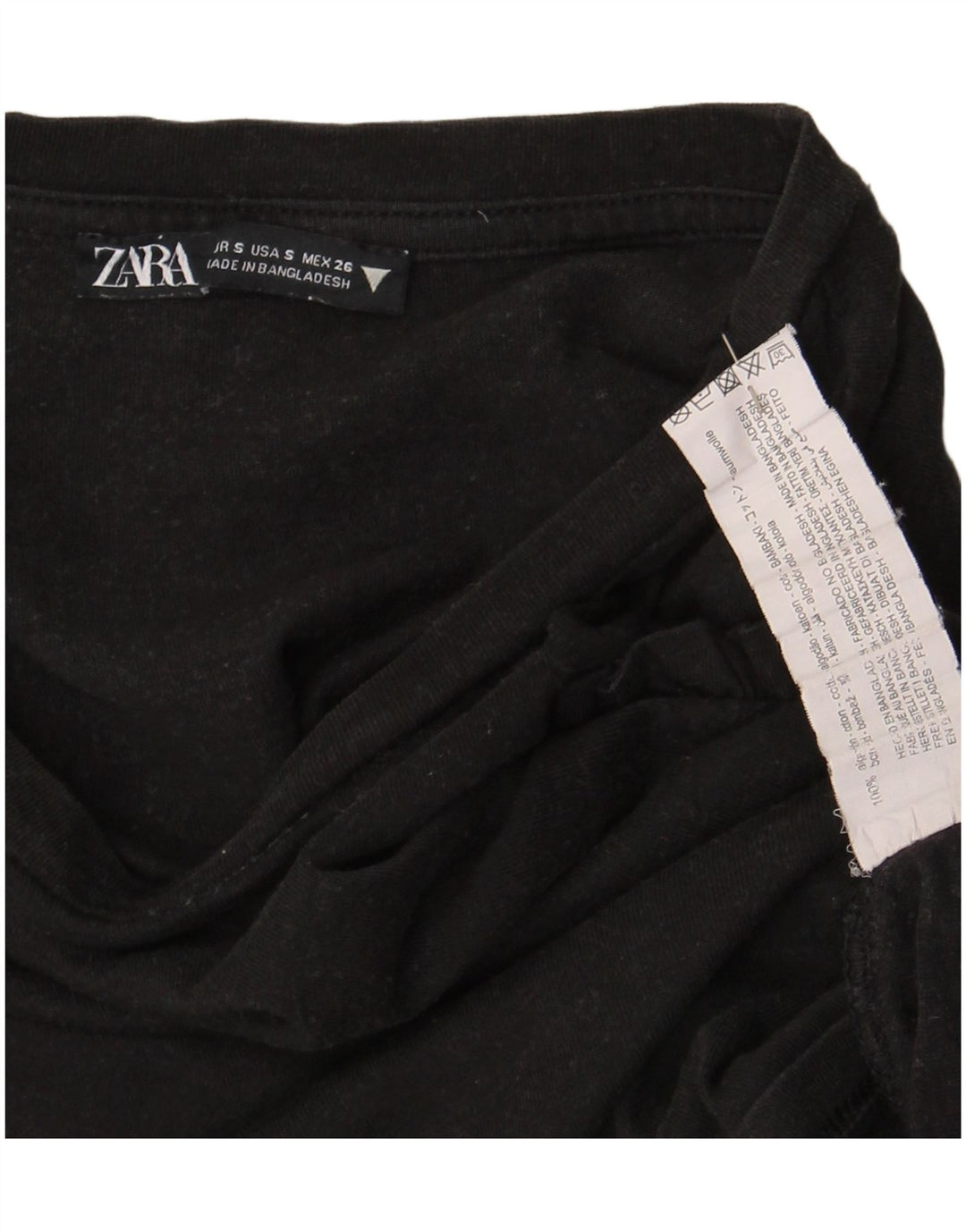 Zara Damen Crop Oversize T-Shirt Top UK 10 Small Schwarz Baumwolle