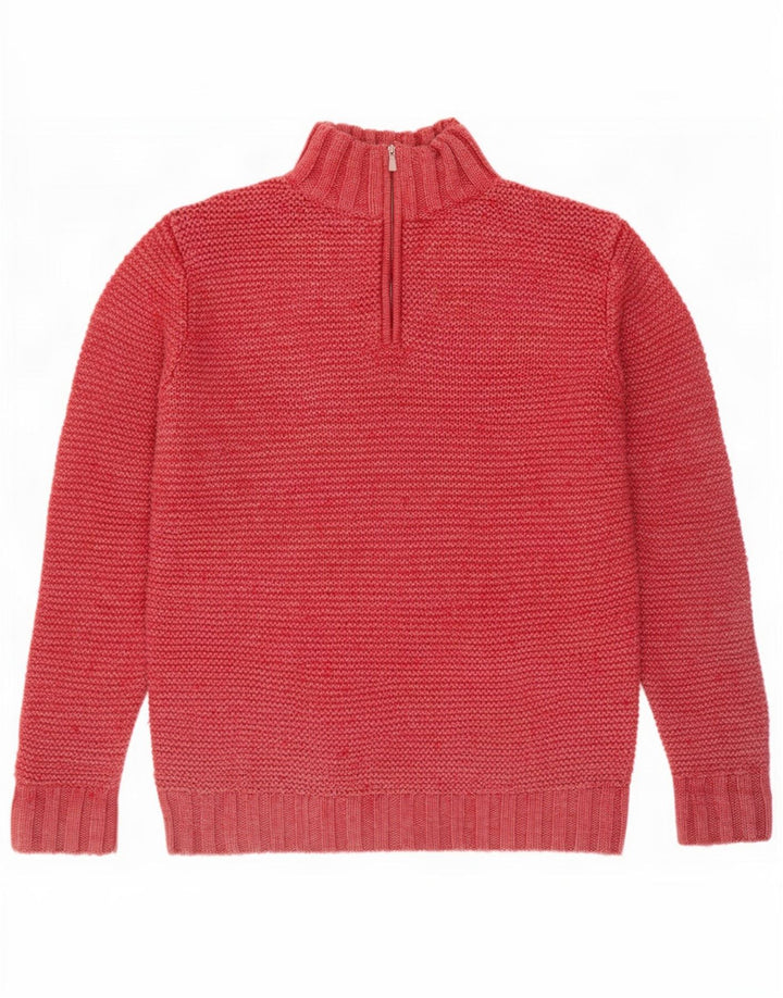Egon Von Furstenberg Herren-Pullover mit Reißverschluss am Hals, große rote Wolle