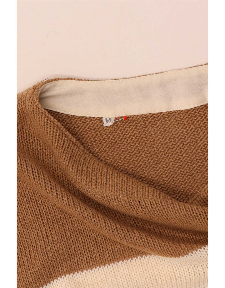 Vintage Herren-Pullover mit U-Boot-Ausschnitt, mittelbraun gestreift