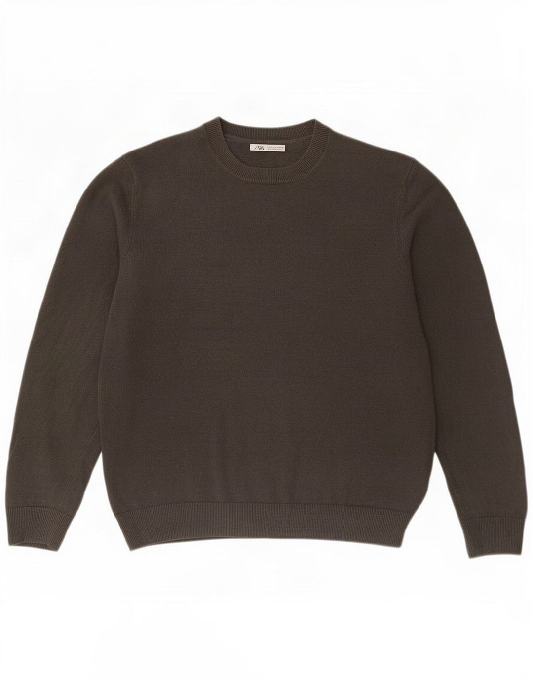 Zara Herren-Pullover mit Rundhalsausschnitt, groß, graues Leinen