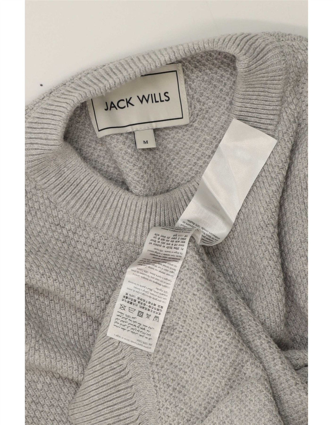 Jack Wills Herren-Pullover mit Rundhalsausschnitt aus mittelgrauer Baumwolle