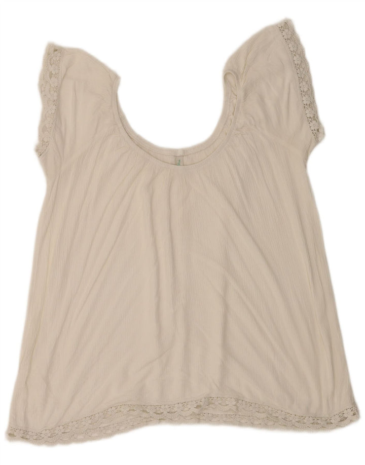 Benetton Damen Blusentop UK 18 XL Weiß