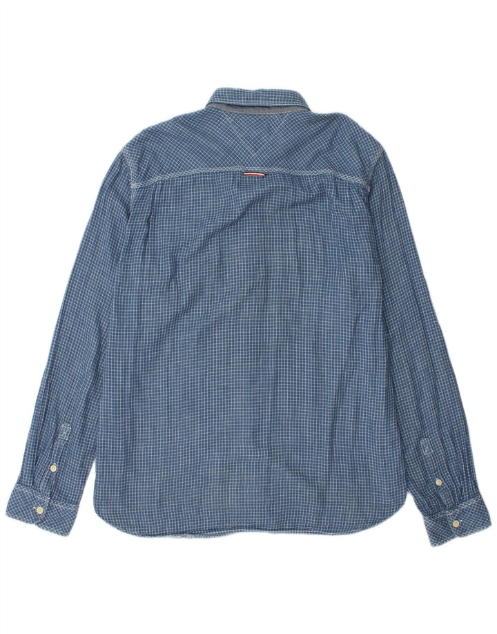 Tommy Hilfiger Herrenhemd, groß, blau kariert, Baumwolle