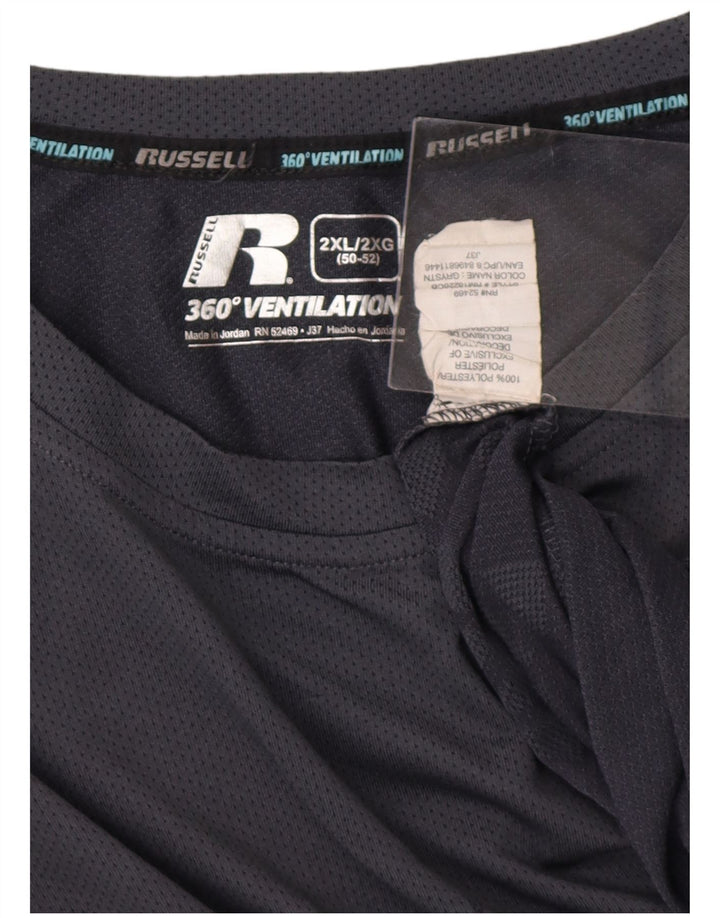 RUSSELL ATHLETIC Herren T-Shirt Top 2XL Grau Geometrisch Polyester