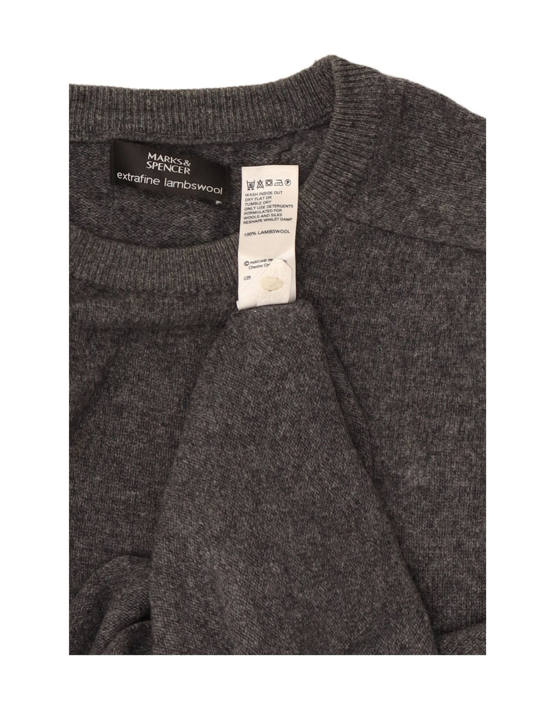 Marks & Spencer Herren-Pullover mit Rundhalsausschnitt, XL, graue Wolle