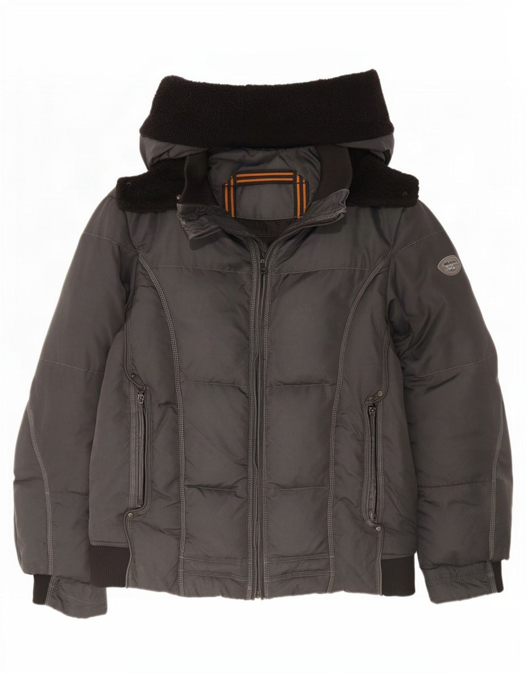Gas Herren Bomberjacke mit Kapuze, gepolstert, Gr. 42, XL, Grau