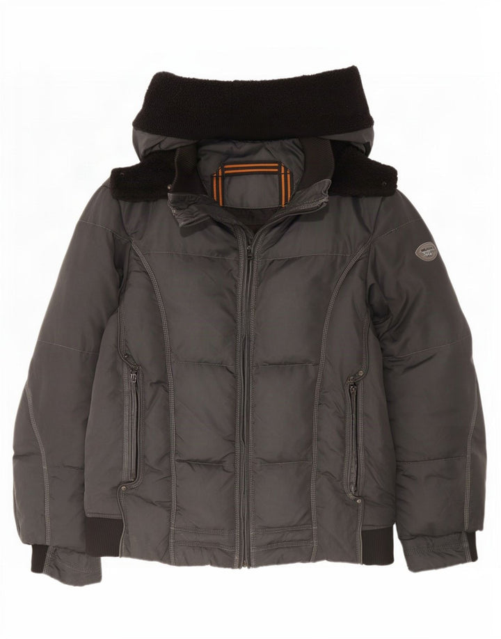 Gas Herren Bomberjacke mit Kapuze, gepolstert, Gr. 42, XL, Grau