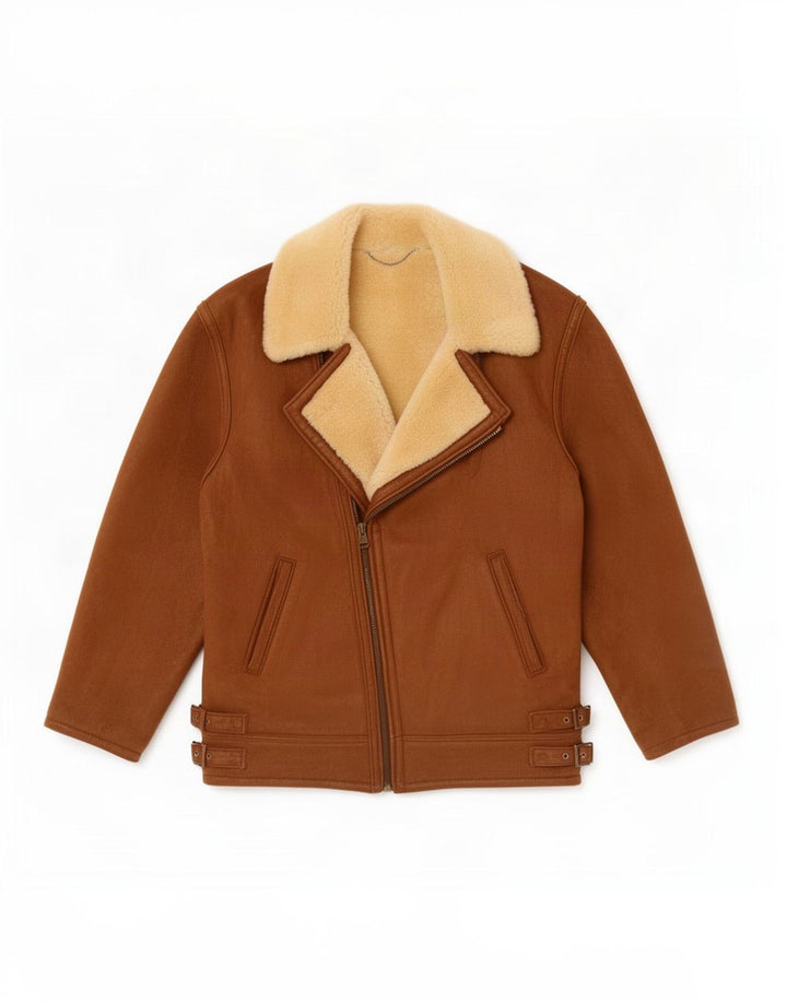 Vintage Damen Shearling Jacke UK 14 Large Braun