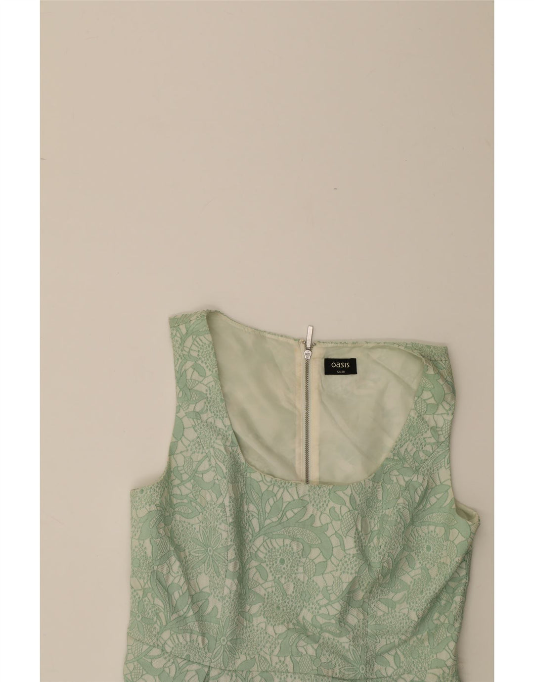 OASIS Womens Sleeveless Sheath Dress UK 12 Medium Green Floral Polyester Vintage Oasis and Second-Hand Oasis from Messina Hembry 