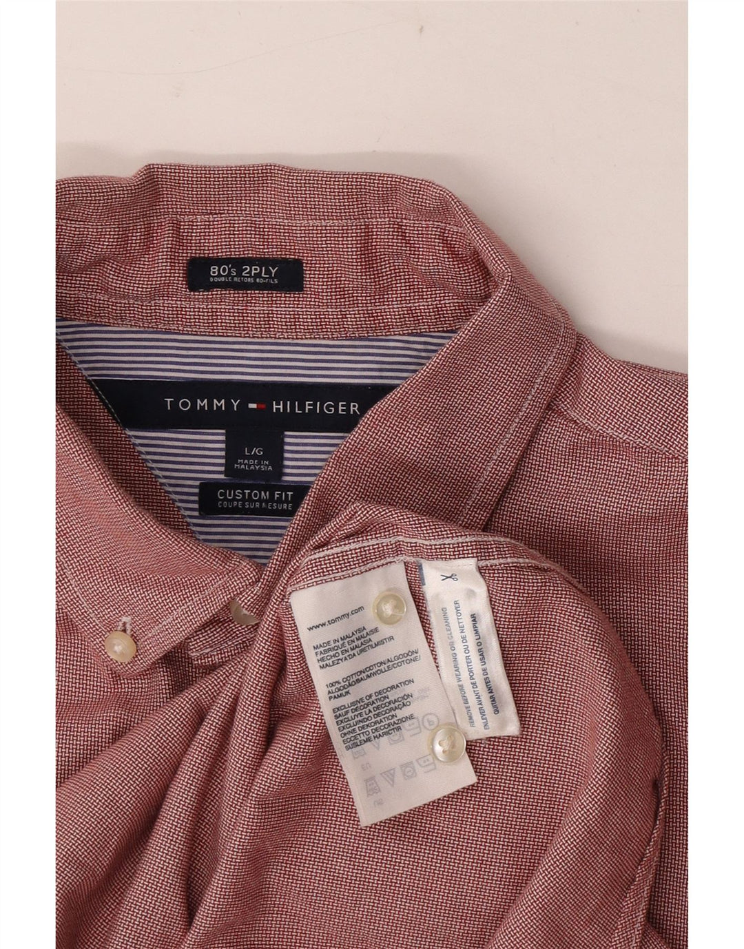 Tommy Hilfiger Herren-Hemd mit individueller Passform, groß, rot kariert, Baumwolle