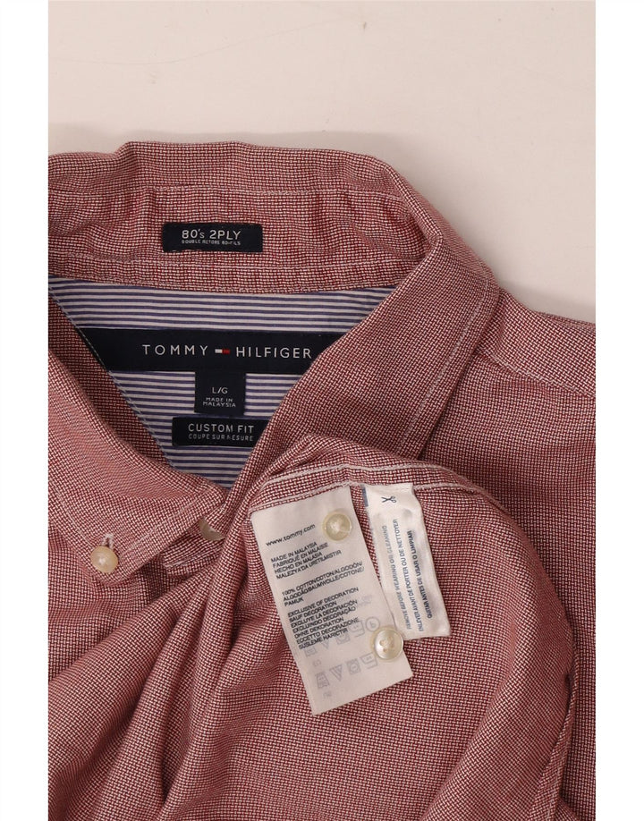 Tommy Hilfiger Herren-Hemd mit individueller Passform, groß, rot kariert, Baumwolle