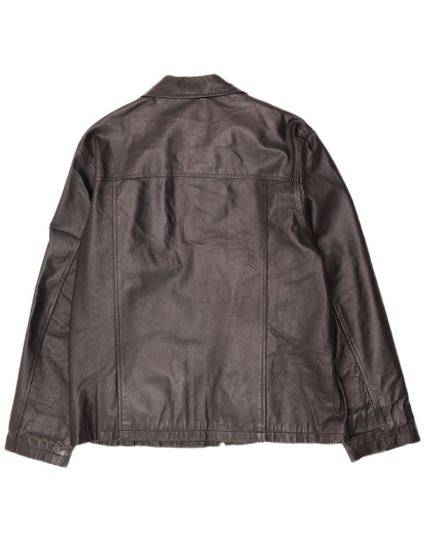 Henry Morell Mens Leather Jacket IT 50 Large Black