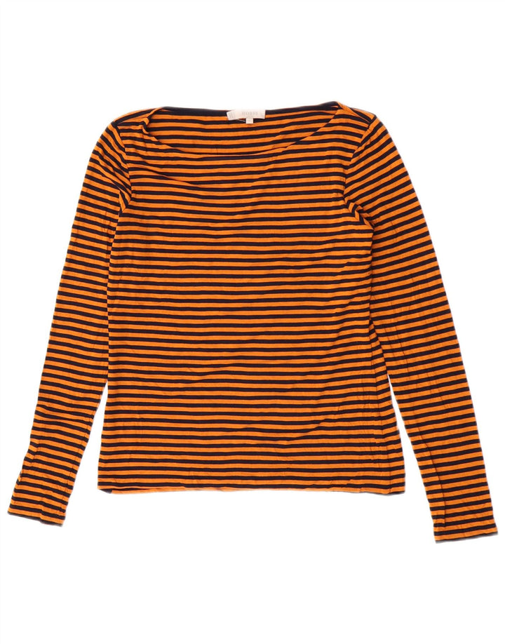 Hobbs Damen Top Langarm UK 12 Mittelorange gestreift Viskose