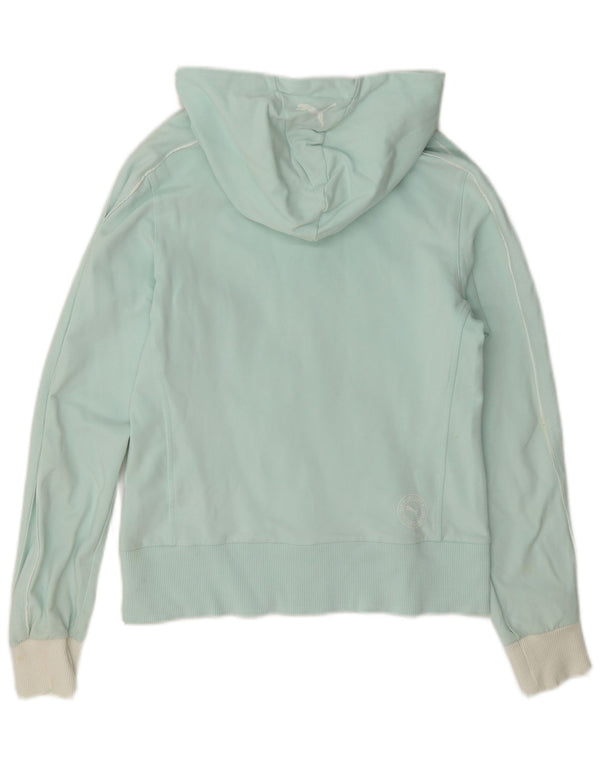 Puma Womens Zip Hoodie Pullover UK 10 Small Türkis Colourblock Baumwolle