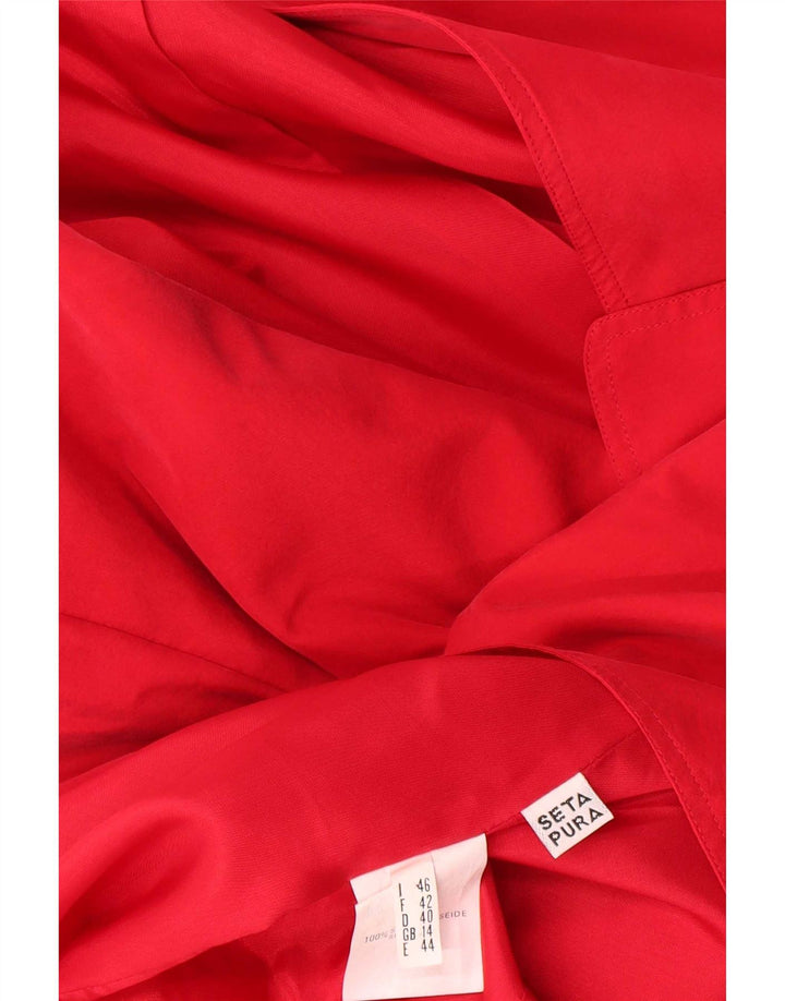 Vintage Damen 2-Knopf-Blazerjacke UK 14 Große rote Seide