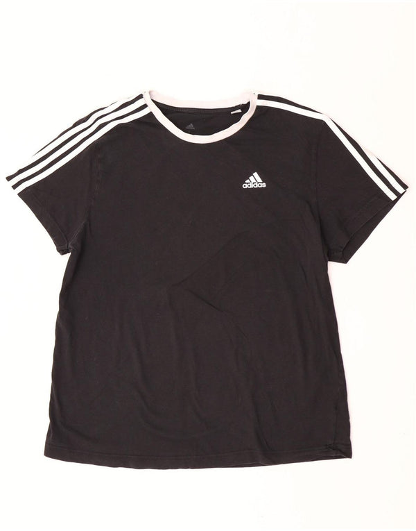 Adidas Damen T-Shirt Top UK 16/18 Large Schwarz Baumwolle