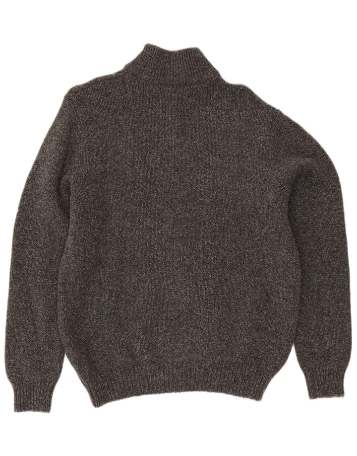 L.L.Bean Herren-Strickjacke aus mittelgrau melierter Lammwolle