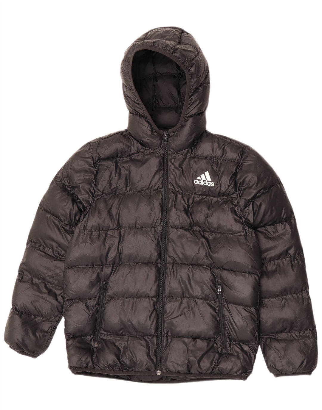 Adidas Jungen gepolsterte Kapuzenjacke 13–14 Jahre, schwarzes Polyester