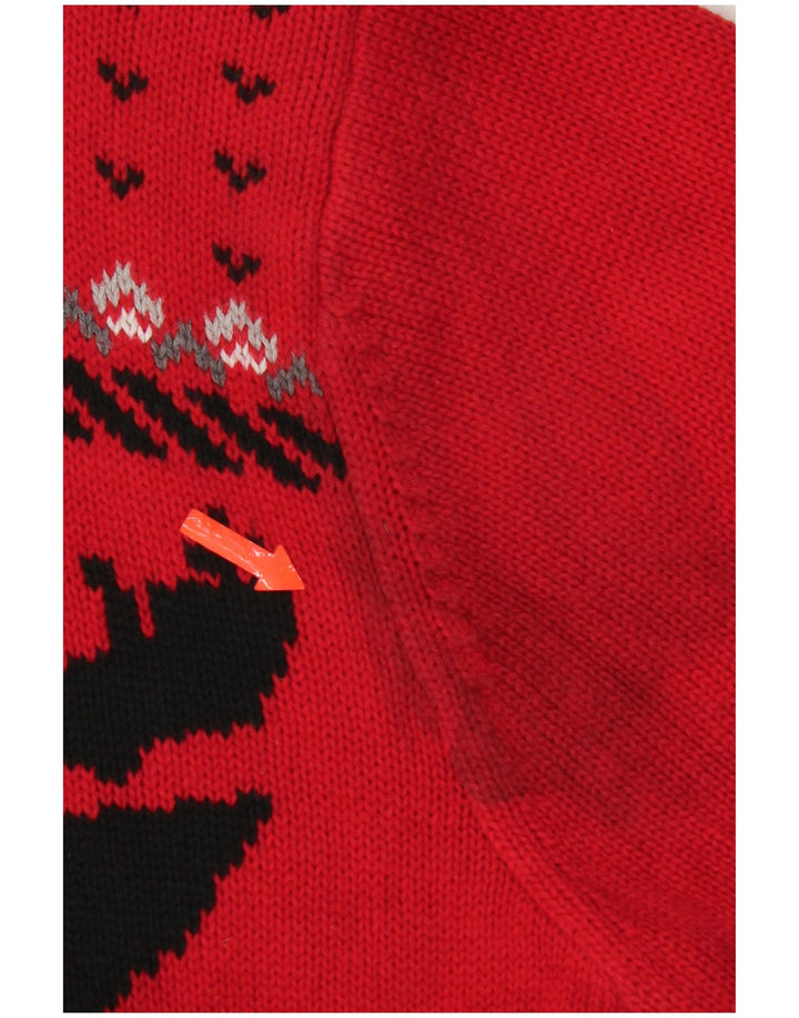 Chaps Herren-Pullover mit Reißverschluss am Hals, Größe L, Rot, Fair-Isle-Baumwolle