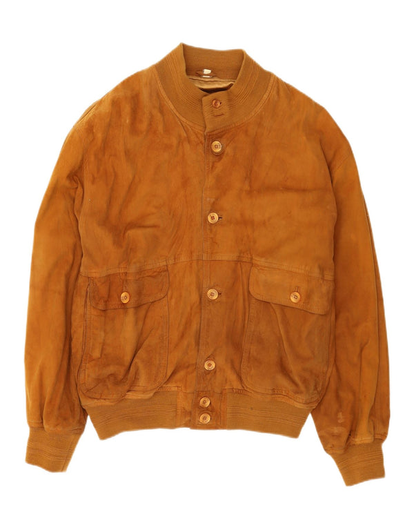 VINTAGE Herren Wildleder Bomberjacke UK 42 XL Beige