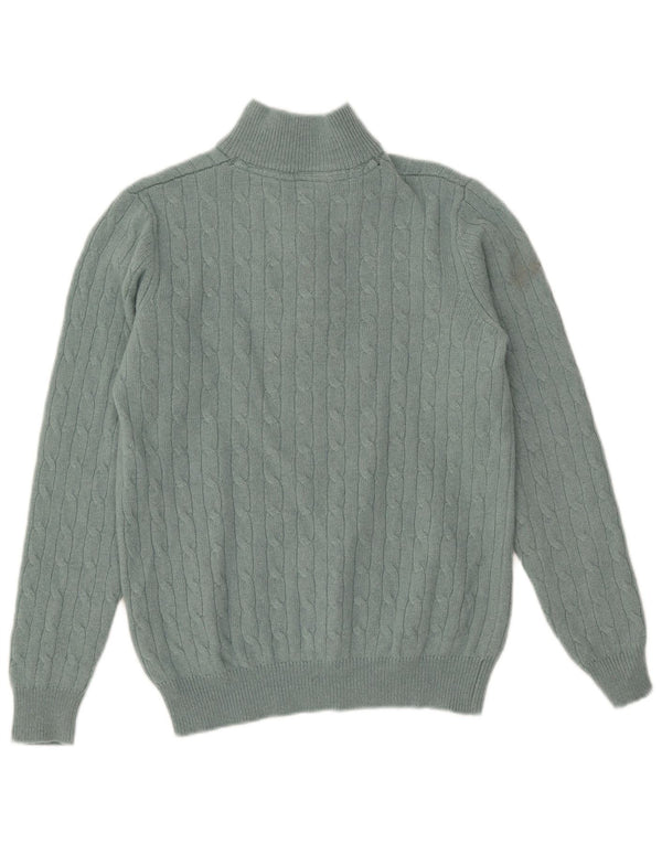 Crew Clothing Herren-Pullover mit Reißverschluss am Hals, kleine grüne Wolle
