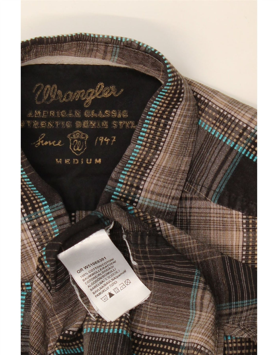 WRANGLER Herren-Flanellhemd aus mittelbraun karierter Baumwolle