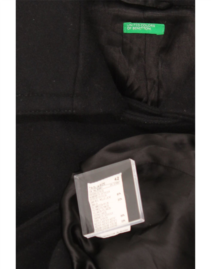 BENETTON Womens Overcoat IT 42 Medium Black Wool Vintage Benetton and Second-Hand Benetton from Messina Hembry 