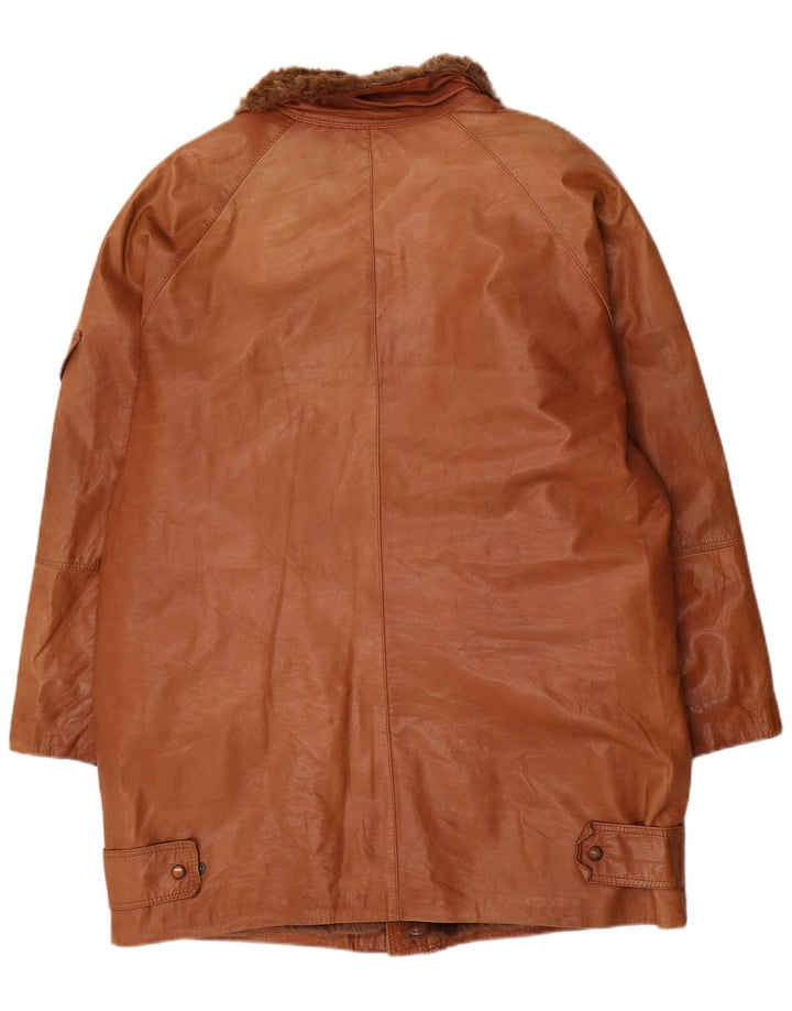Mirella Herren Sherpa Ledermantel UK 44 2XL Braunes Leder