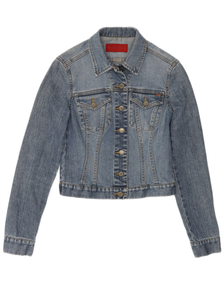 Fcuk Damen-Jeansjacke mit normaler Passform, UK 10, Größe S, Blau, Baumwolle
