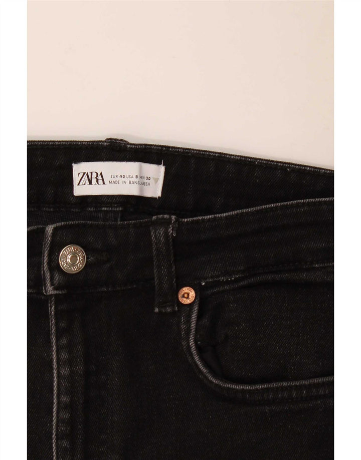 Zara Damen Crop Slim Jeans EU 40 Medium W30 L24 Schwarz