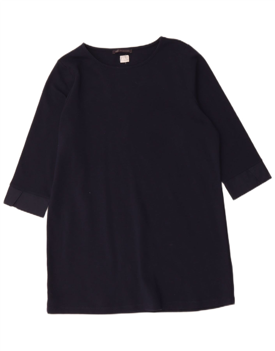 Marks & Spencer Damen-Basic-Kleid mit 3/4-Ärmeln, Gr. 40, Marineblau, Klassisch