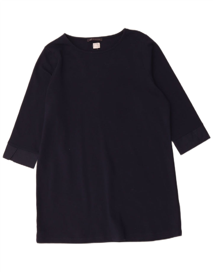 Marks & Spencer Damen-Basic-Kleid mit 3/4-Ärmeln, Gr. 40, Marineblau, Klassisch