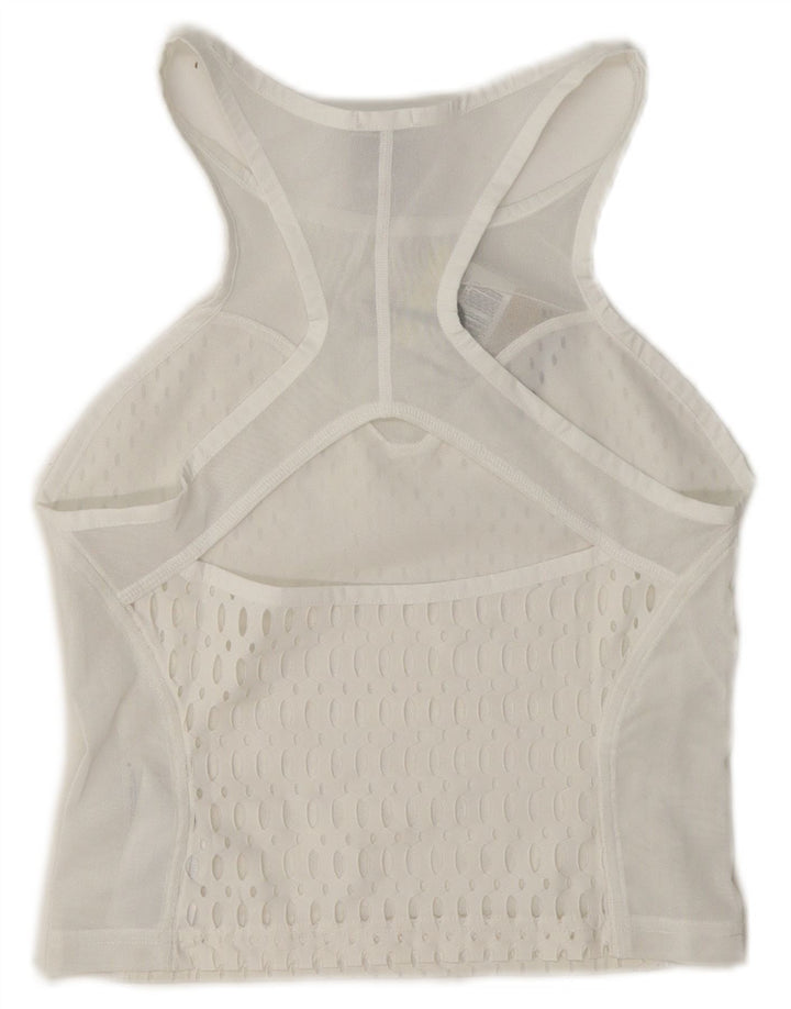 Nike Damen Tight Fit See Through Crop Vest Top UK 8 Small Weiß Polyester