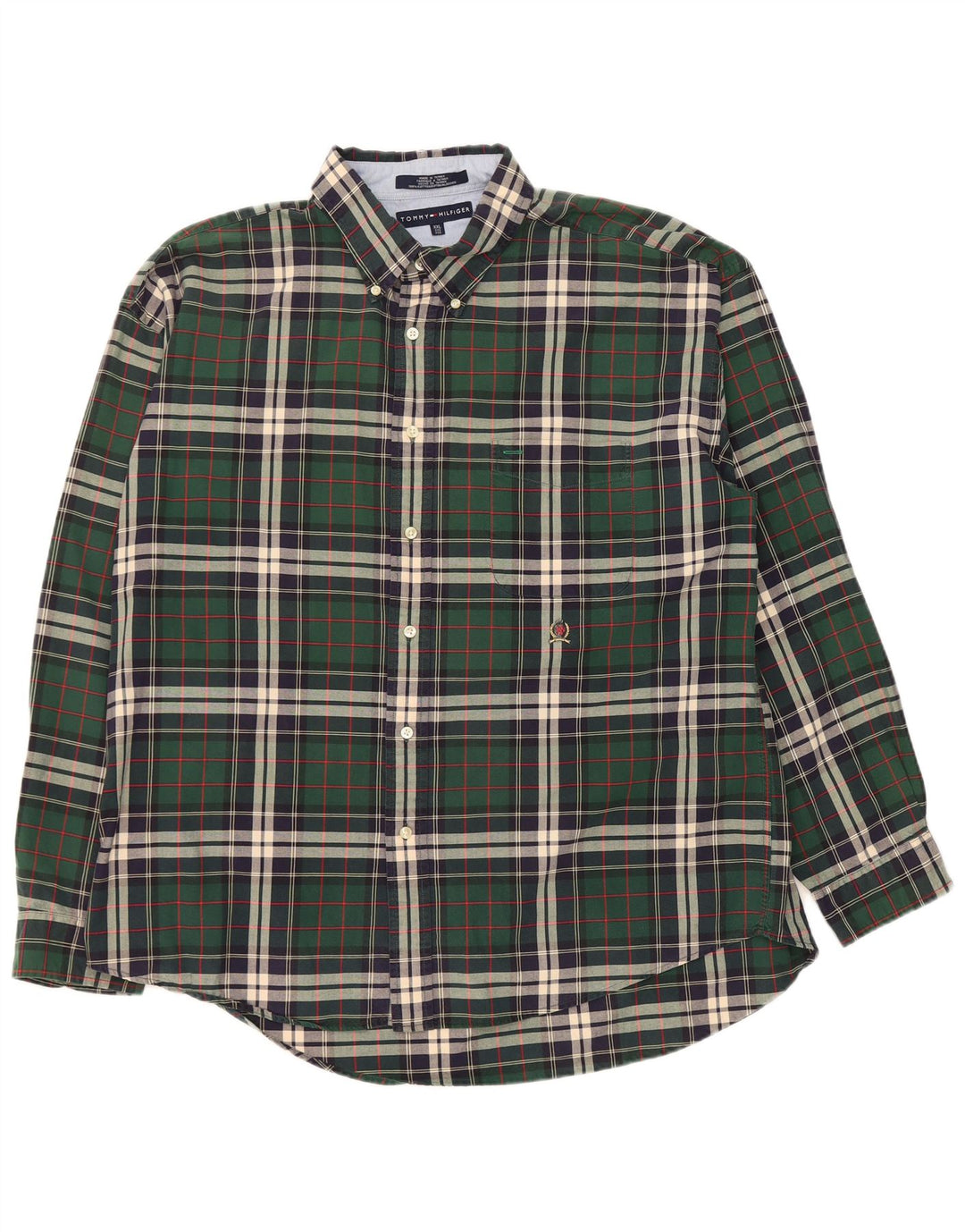 Tommy Hilfiger Herren Flanellhemd 2XL grün kariert Baumwolle