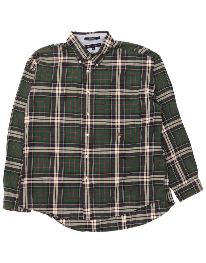 Tommy Hilfiger Herren Flanellhemd 2XL grün kariert Baumwolle