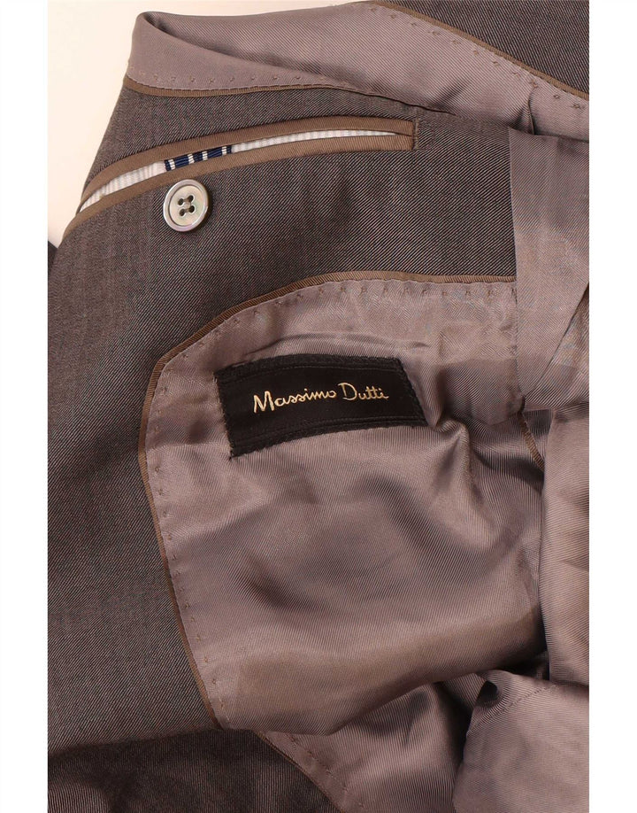 Massimo Dutti Herren-Blazer mit 2 Knöpfen, EU 48, mittelgraue Wolle
