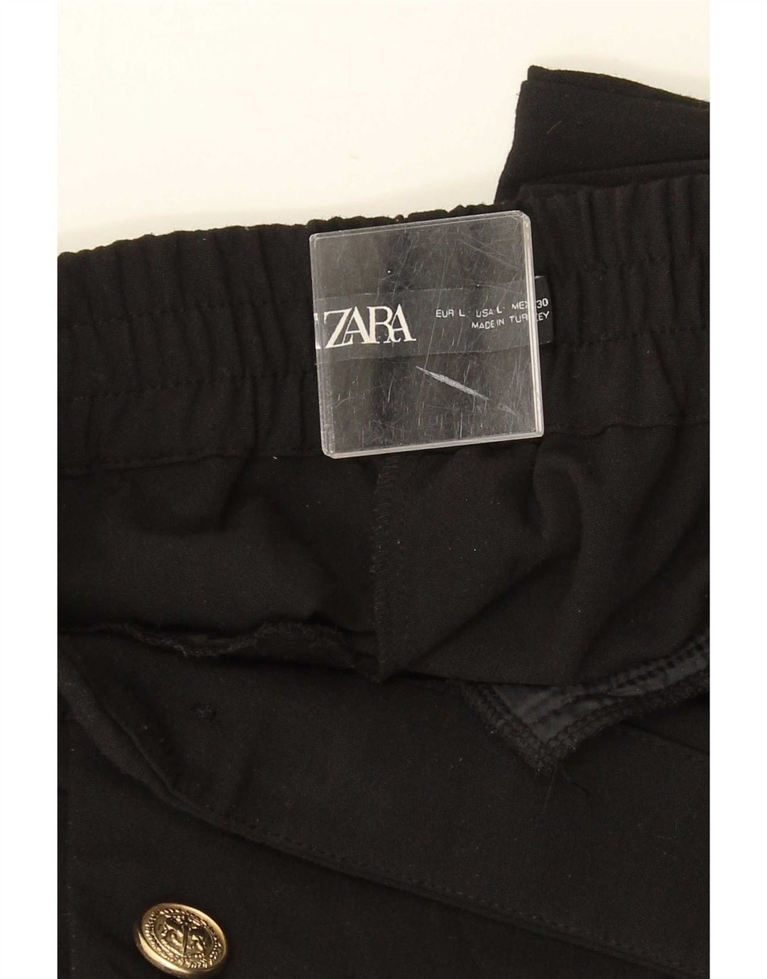 Zara Damen Tapered Chino-Hose, Größe L, W33, L27, Schwarz, Polyester