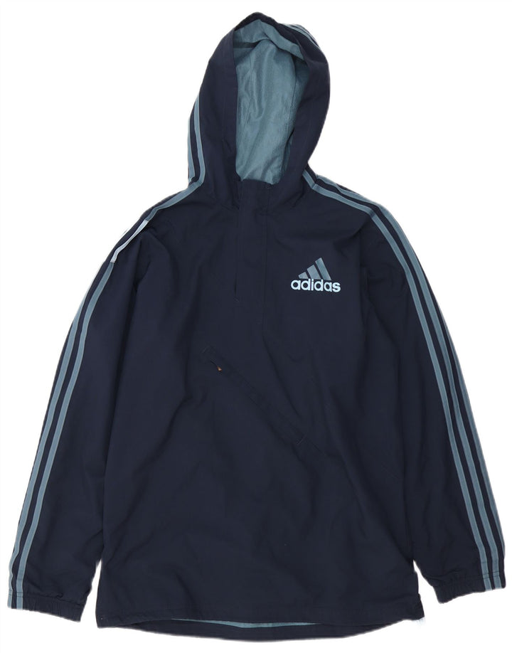 ADIDAS Jungen-Anorak-Regenjacke mit Kapuze, 13–14 Jahre, marineblaues Polyester