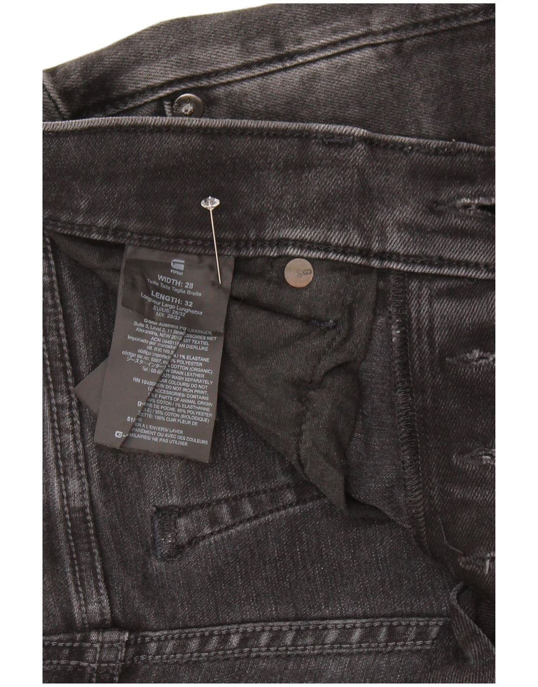 G-Star Damen 3301 Slim Jeans W28 L32 Schwarze Baumwolle