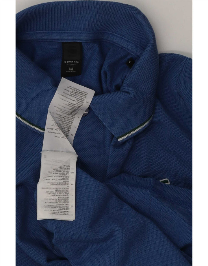 G-Star Herren-Poloshirt aus mittelblauer, gestreifter Baumwolle