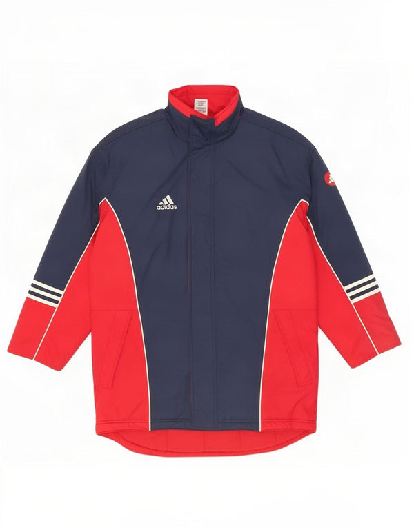 Adidas Herren-Mantel mit Kapuze, gepolstert, UK 38/40, Mittelblau, Farbblock