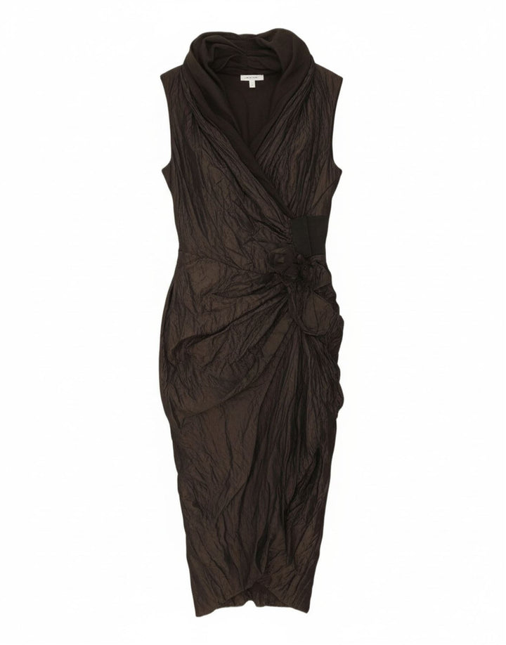 ALL SAINTS Damen Ärmelloses Wickelkleid UK 10 Small Schwarz