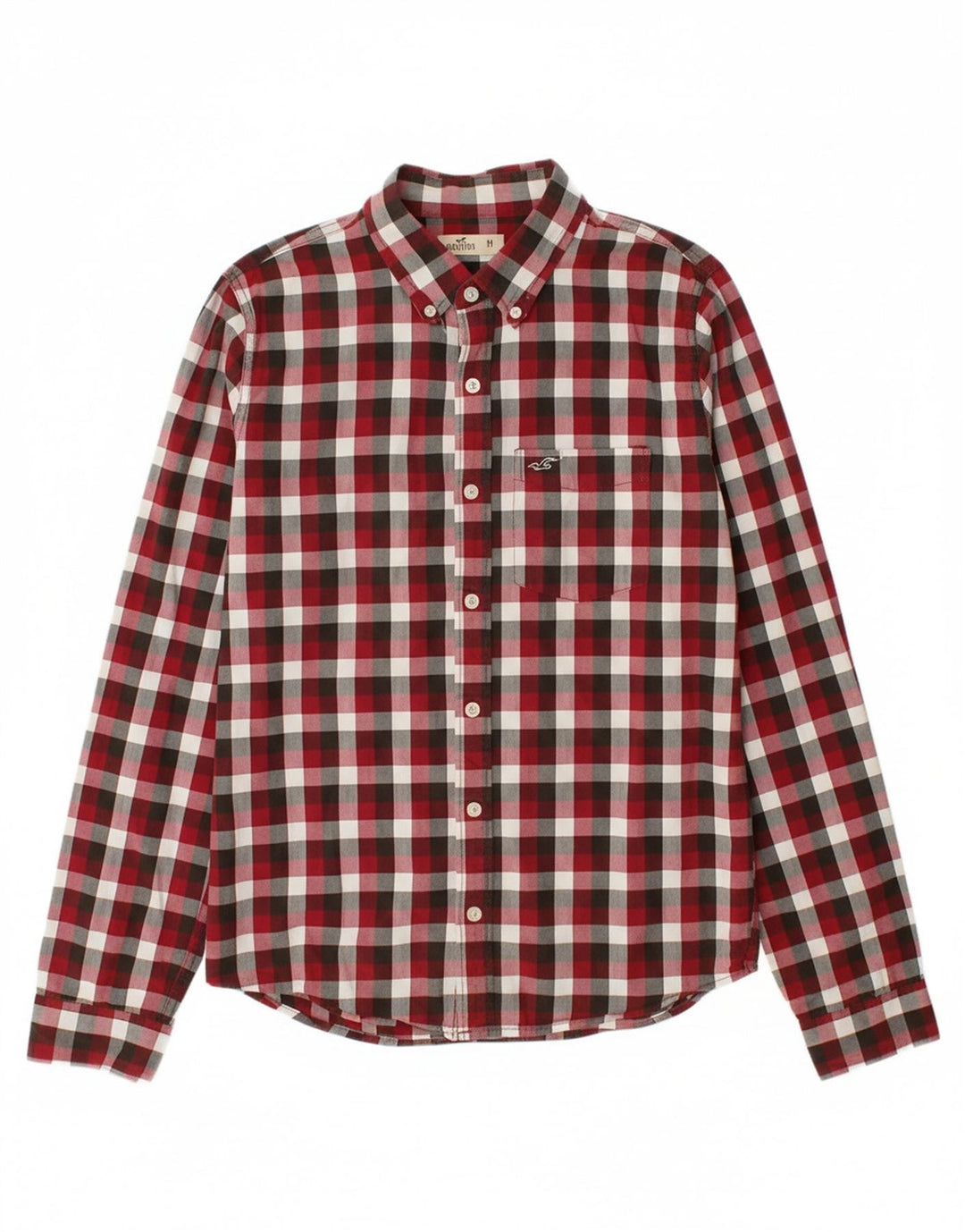 HOLLISTER Mens Flannel Shirt Medium Red Check Cotton