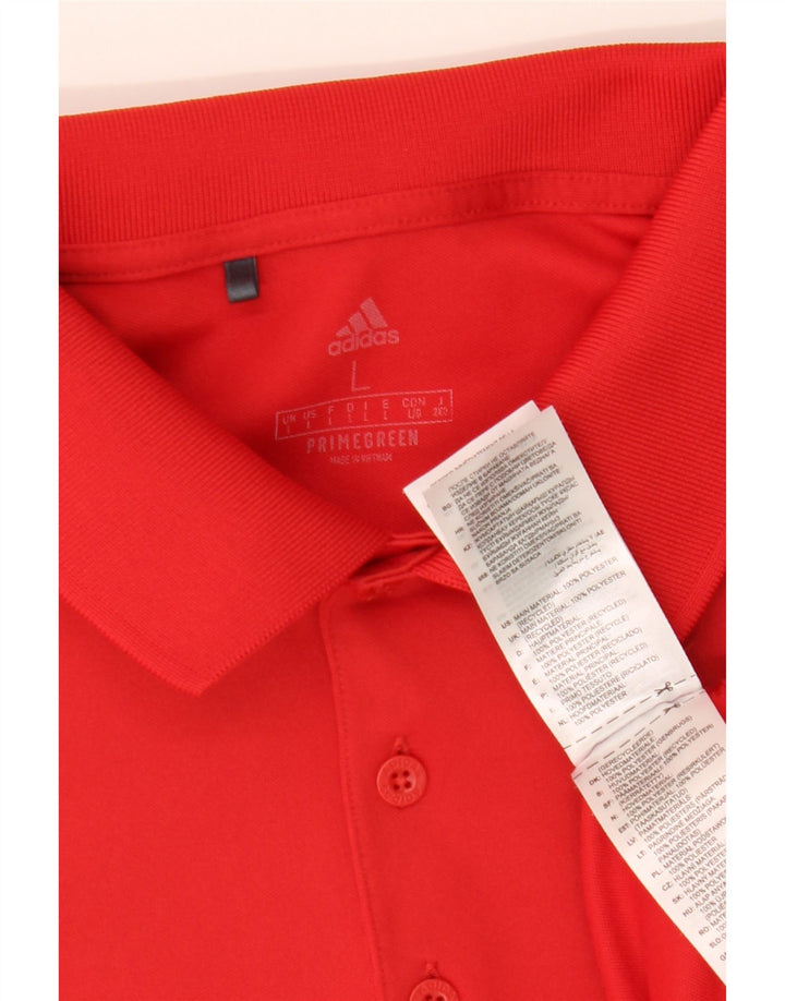 ADIDAS Mens Polo Shirt Large Red Polyester Vintage Adidas and Second-Hand Adidas from Messina Hembry 