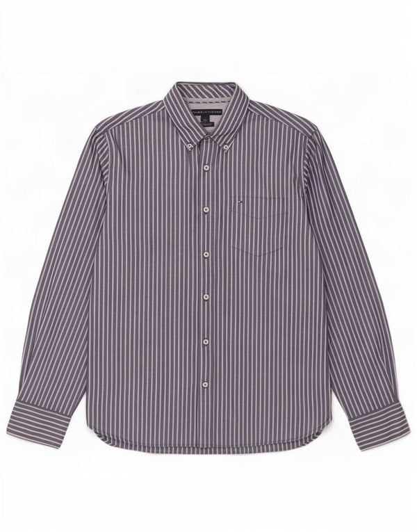 Tommy Hilfiger Herren-Hemd mit individueller Passform, mittelmarineblau, gestreift, Baumwolle